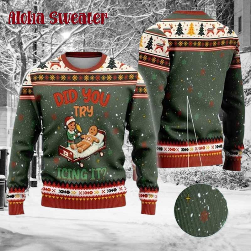 Funny Gingerbread Funny Cookie Couple Ugly Christmas Sweater product image 3