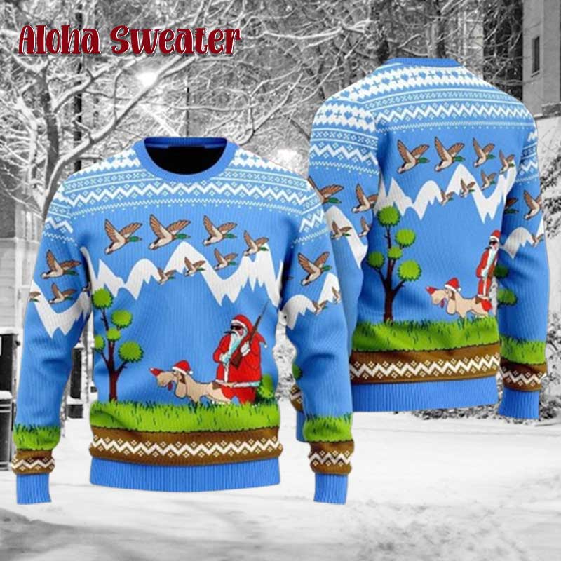 Black Deer Hunting In Forest Ugly Christmas Sweater product image 5