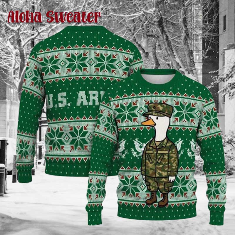 Duck Soldier Us Army Ugly Christmas Sweater product image