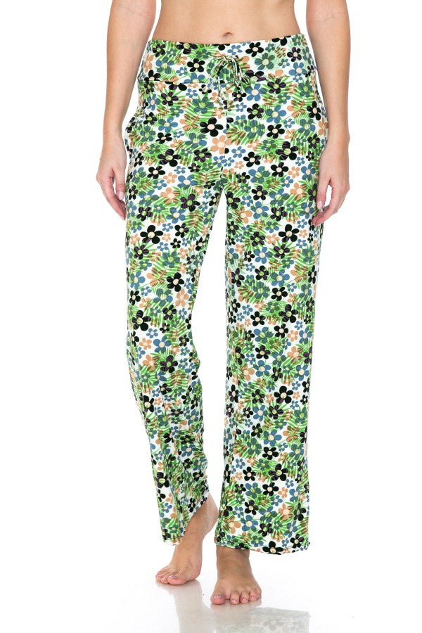 Groovy Flowers Print Soft Lounge Pajama Pants - Adult & Kids T-Shirts, Sweatshirts & Hoodies apparel design preview 1