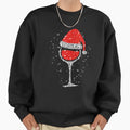 Christmas Wine Glass Snowflakes Santa Hat Red - Adult & Kids T-Shirts, Sweatshirts & Hoodies apparel design preview 1