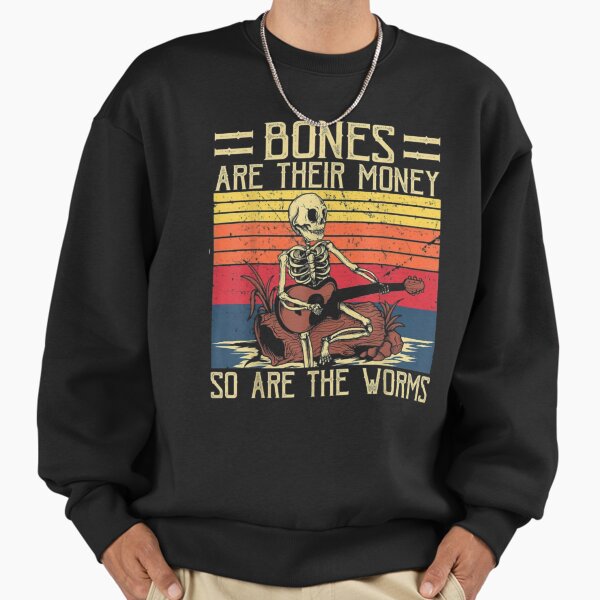 Bones Are Their Money Skeleton Playing Guitar Retro - Adult & Kids T-Shirts, Sweatshirts & Hoodies apparel design preview 1