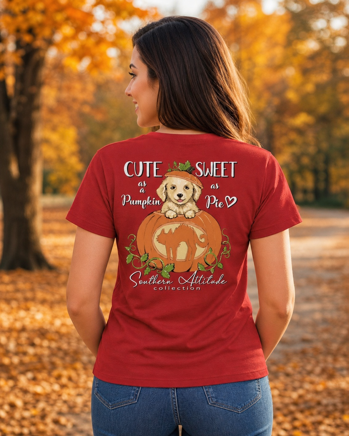 Southern Attitude Preppy Pumpkin Puppy Fall - Adult & Kids T-Shirts, Sweatshirts & Hoodies apparel design preview 1