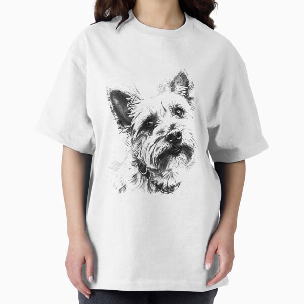 Cute Terrier Dog Portrait Black and White Pet - Adult & Kids T-Shirts, Sweatshirts & Hoodies apparel design preview 1