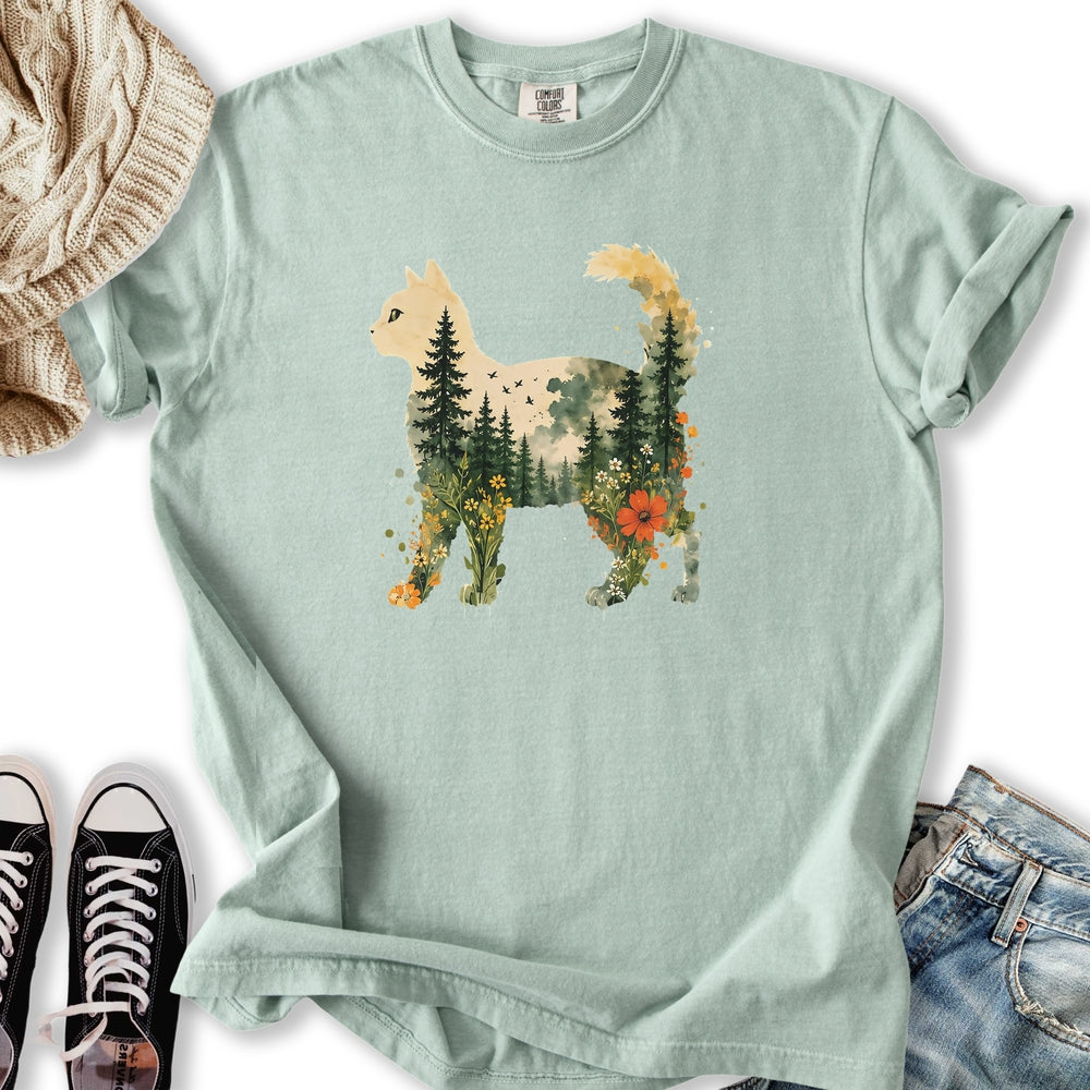 Floral Cat Sunset - Adult & Kids T-Shirts, Sweatshirts & Hoodies apparel design preview 1