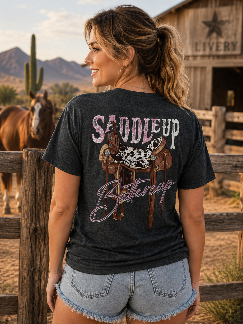 Girlie Girl Originals Saddle up Buttercup - Adult & Kids T-Shirts, Sweatshirts & Hoodies apparel design preview 1