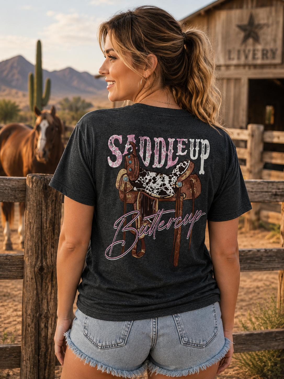 Girlie Girl Originals Saddle up Buttercup - Adult & Kids T-Shirts, Sweatshirts & Hoodies apparel design preview 1