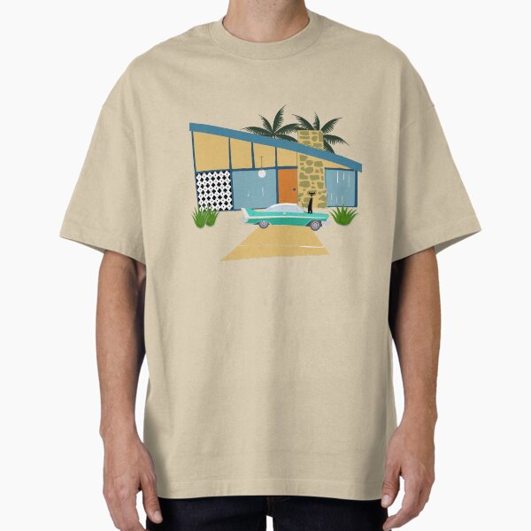 Vintage Car Parked outside a Palm Springs MCM House - Adult & Kids T-Shirts, Sweatshirts & Hoodies apparel design preview 1