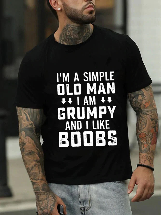 I'm A Simple Old Man Print Men Slogan - Adult & Kids T-Shirts, Sweatshirts & Hoodies apparel design preview 4