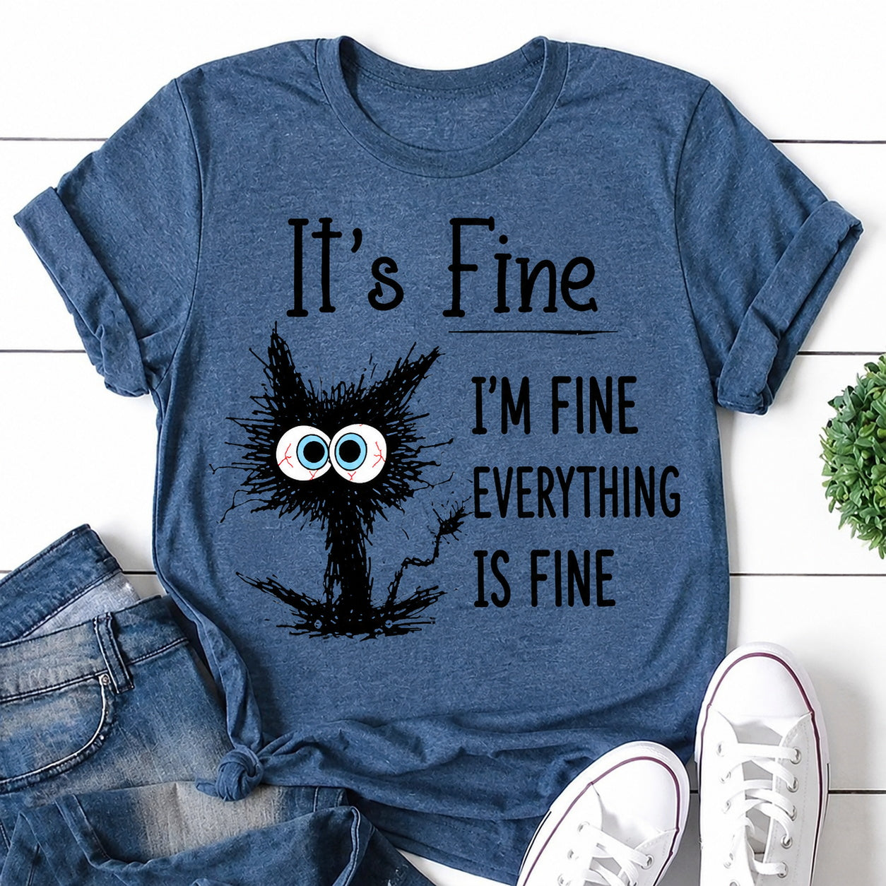 It's Fine Cat Print Women Slogan - Adult & Kids T-Shirts, Sweatshirts & Hoodies apparel design preview 1