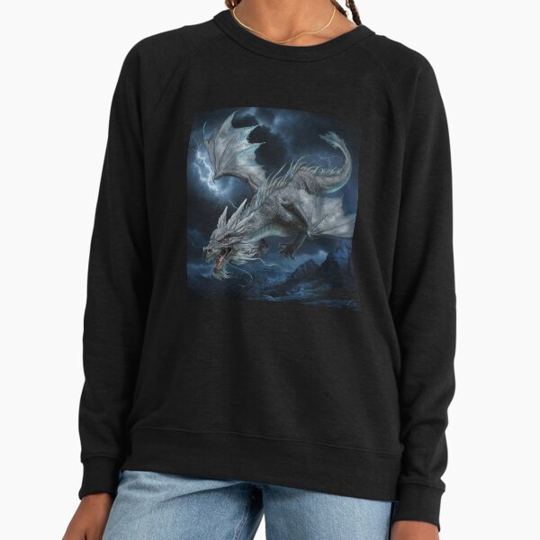 Gray silver dragon in the dark sky,Legendary - Adult & Kids T-Shirts, Sweatshirts & Hoodies apparel design preview 1