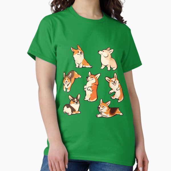 Jolly corgis in green - Adult & Kids T-Shirts, Sweatshirts & Hoodies apparel design preview 1