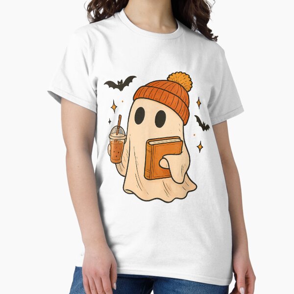 Funny Ghost Coffee Reading Teacher Fall Pumpkin - Adult & Kids T-Shirts, Sweatshirts & Hoodies apparel design preview 1
