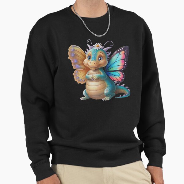 Cute dragon smiling fantasy with butterfly wings - Adult & Kids T-Shirts, Sweatshirts & Hoodies apparel design preview 1