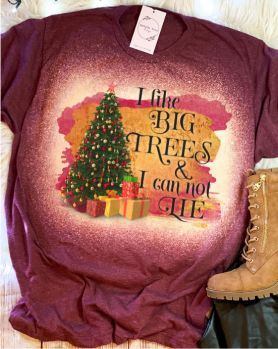 I Like Big Trees Can Not Lie Christmas Bleached Dye - Adult & Kids T-Shirts, Sweatshirts & Hoodies apparel design preview 1