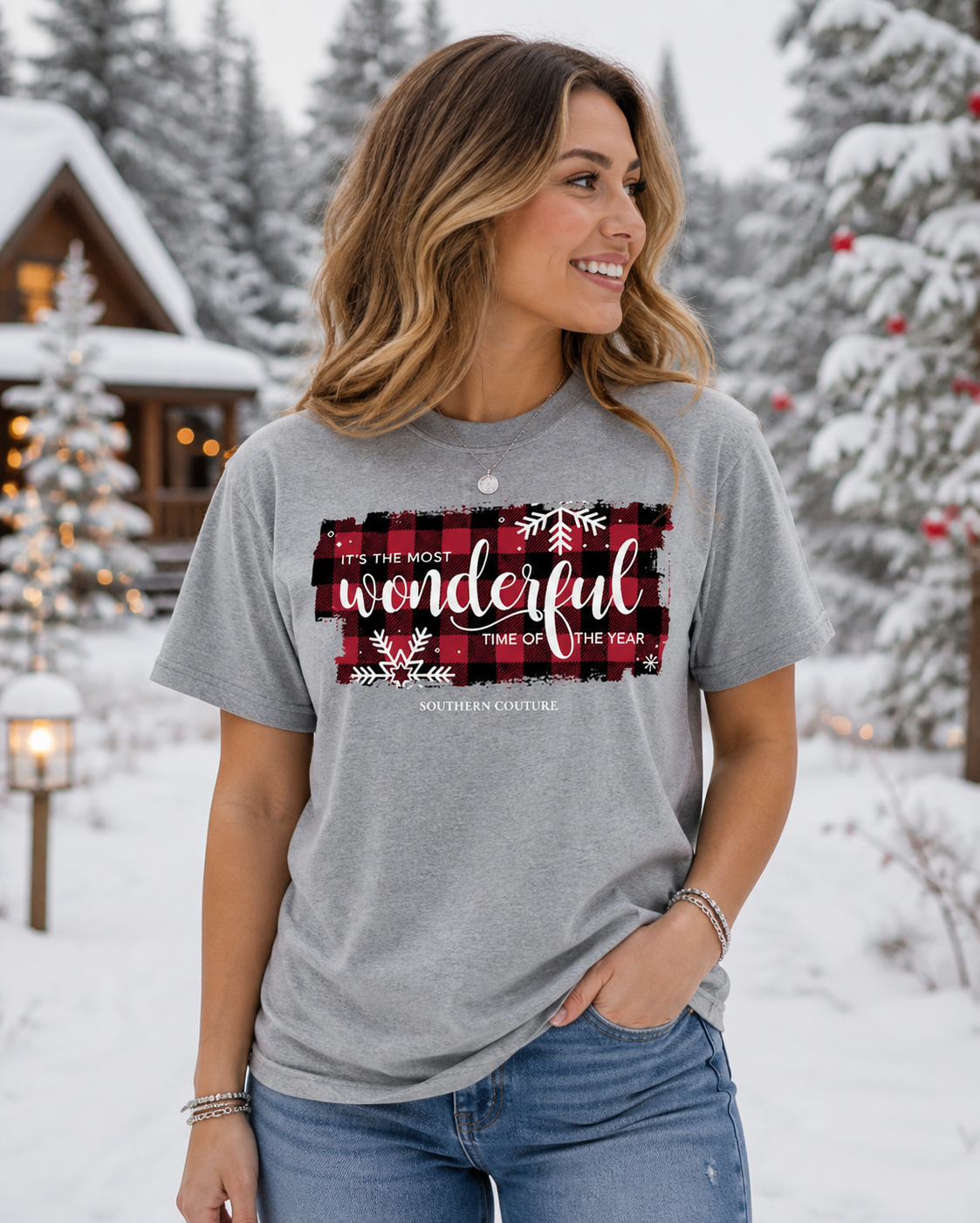 SALE Southern Couture Plaid Wonderful Holiday Soft - Adult & Kids T-Shirts, Sweatshirts & Hoodies apparel design preview 1
