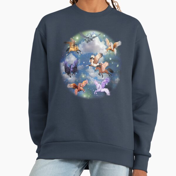 Flying Pegasus In The Night Sky Legendary Animals 8 - Adult & Kids T-Shirts, Sweatshirts & Hoodies apparel design preview 1