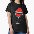Christmas Wine Glass Snowflakes Santa Hat Red - Adult & Kids T-Shirts, Sweatshirts & Hoodies apparel design preview 1