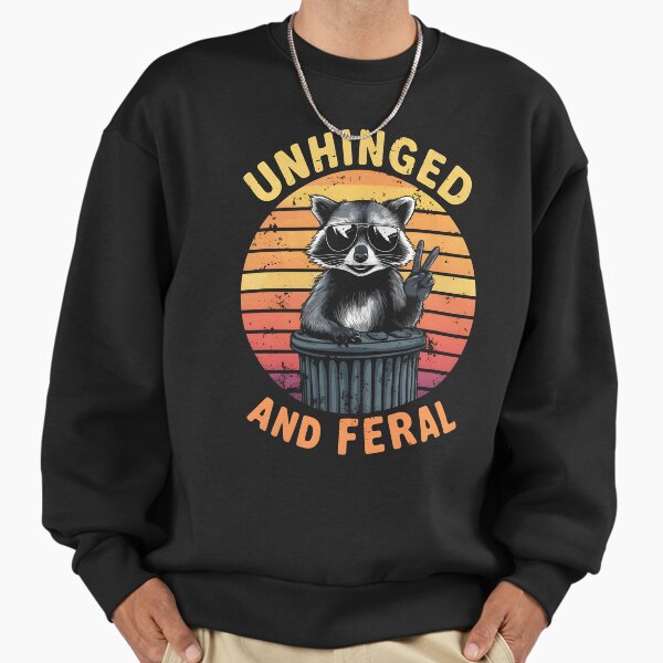 Unhinged And Feral Retro sunset Funny Raccoon Peace - Adult & Kids T-Shirts, Sweatshirts & Hoodies apparel design preview 1