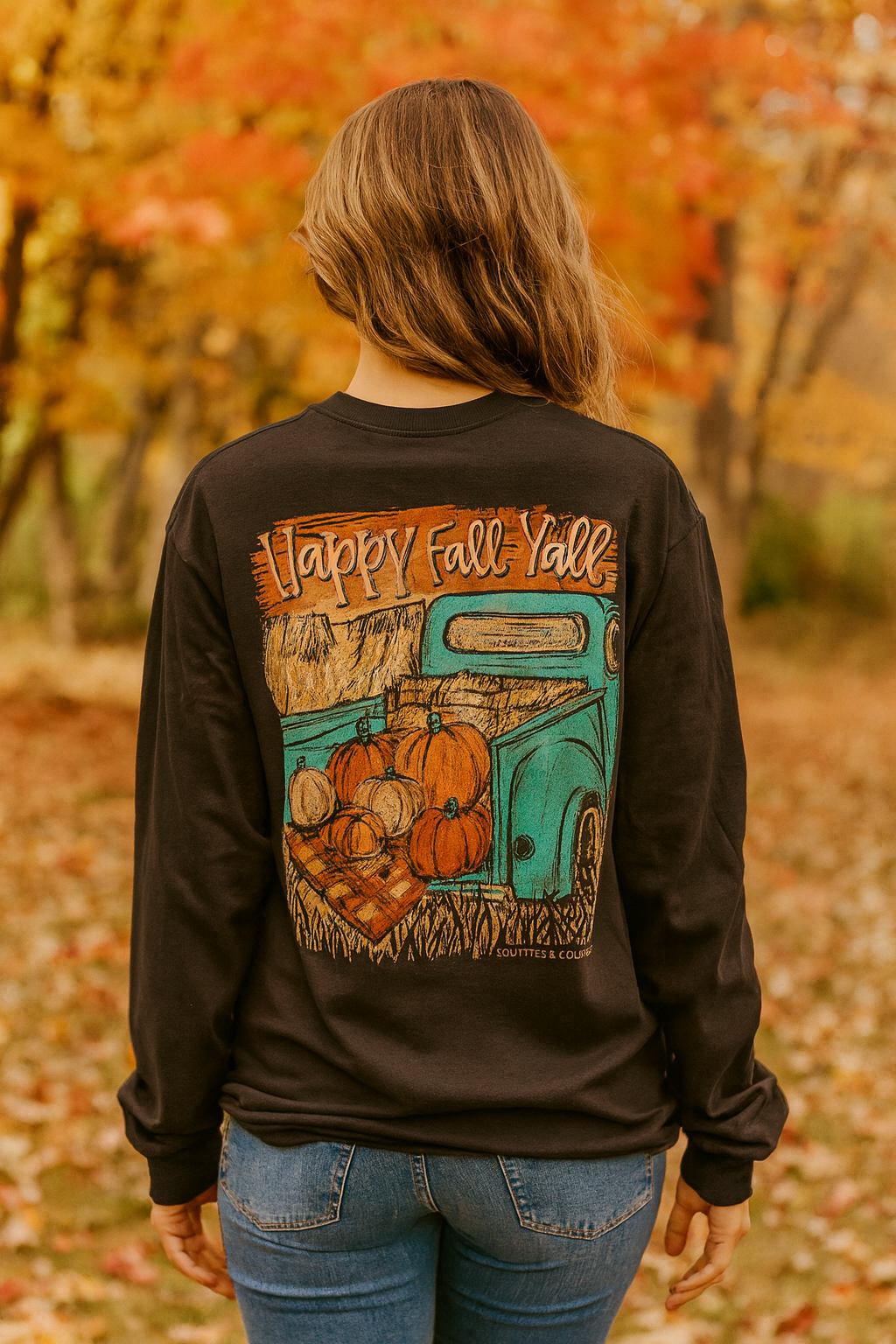 Southern Couture Classic Happy Fall Y'all Truck - Adult & Kids T-Shirts, Sweatshirts & Hoodies apparel design preview 1