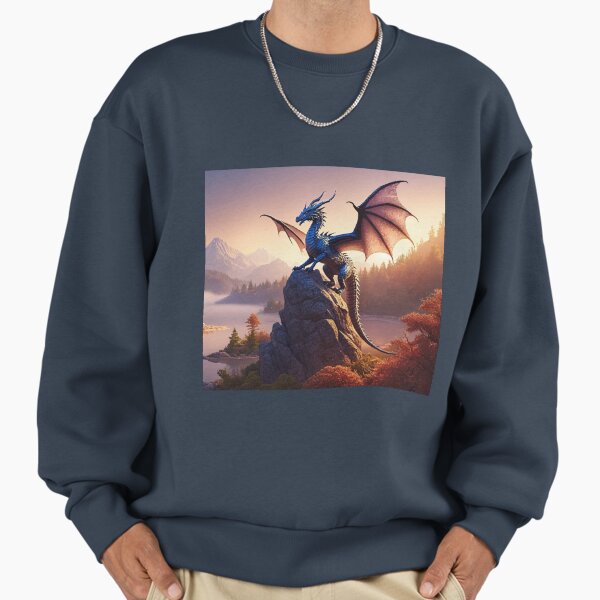 Dragon Rock Sunrise Fantasy Art - Adult & Kids T-Shirts, Sweatshirts & Hoodies apparel design preview 1