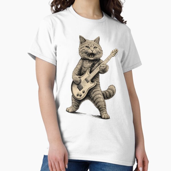 Cat Playing Guitar Rock Design - Adult & Kids T-Shirts, Sweatshirts & Hoodies apparel design preview 1