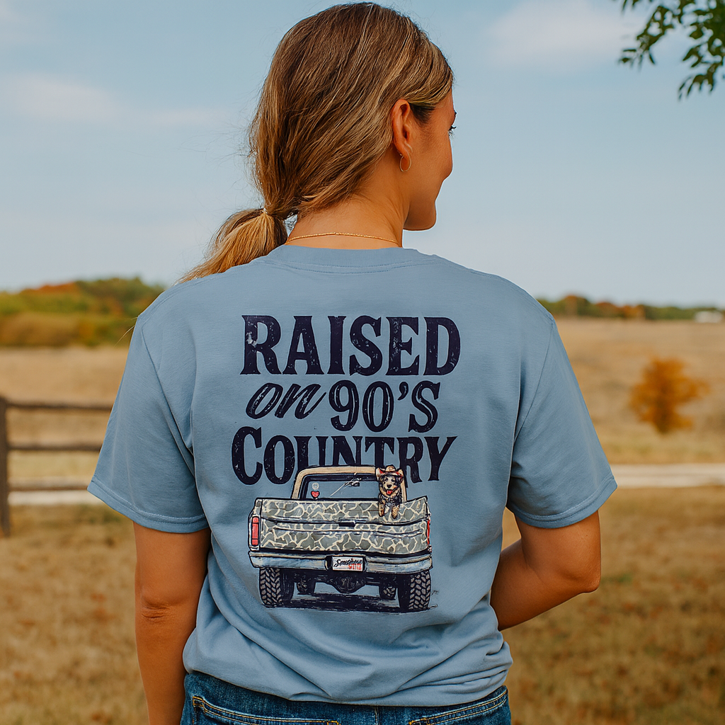 Girlie Girl Originals Raised 90'S Country - Adult & Kids T-Shirts, Sweatshirts & Hoodies apparel design preview 1