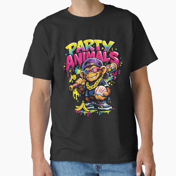 Party Animals Monkey Baseball Funny Drip Graffiti - Adult & Kids T-Shirts, Sweatshirts & Hoodies apparel design preview 1