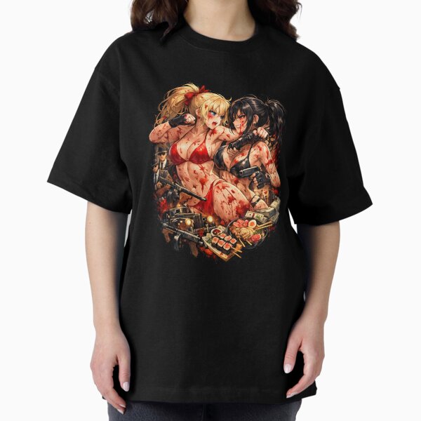 Anime Fighting Girls Mafia Aesthetic Bloody Battle - Adult & Kids T-Shirts, Sweatshirts & Hoodies apparel design preview 1