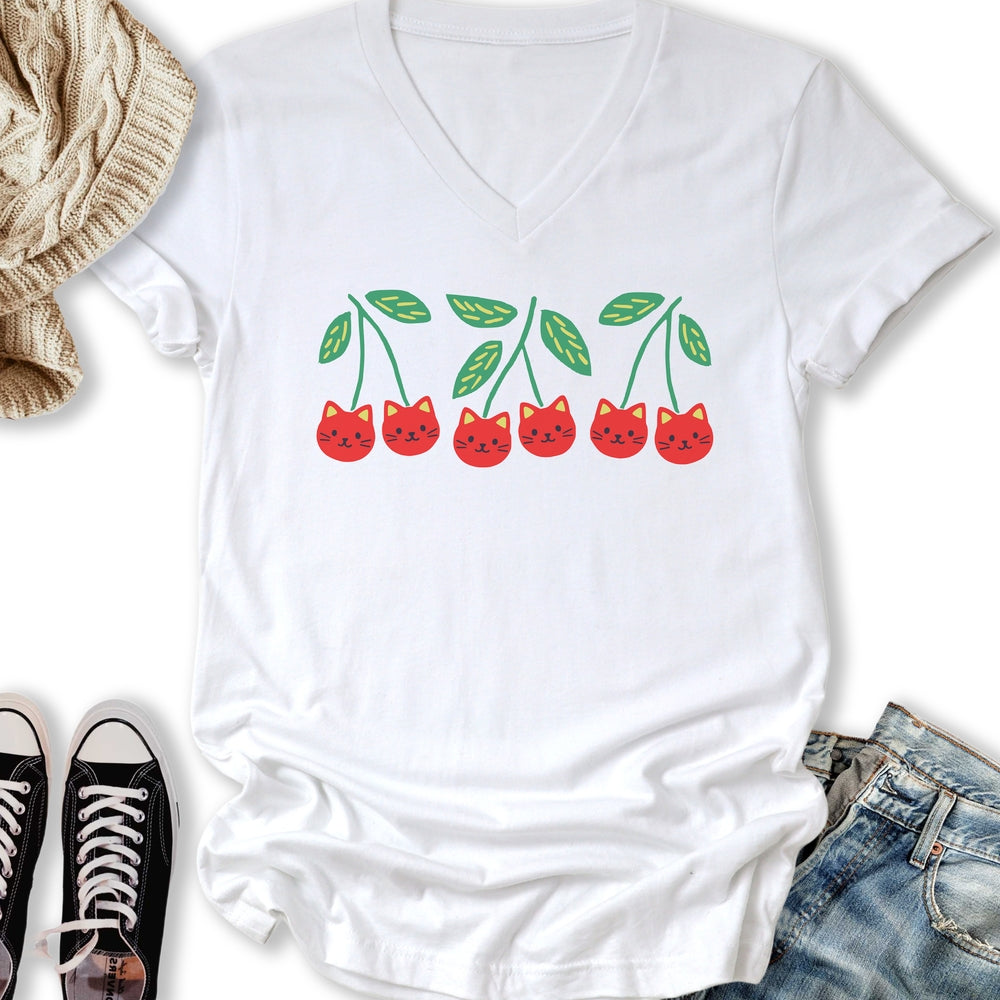 Cherry Kittens V-Neck - Adult & Kids T-Shirts, Sweatshirts & Hoodies apparel design preview 2