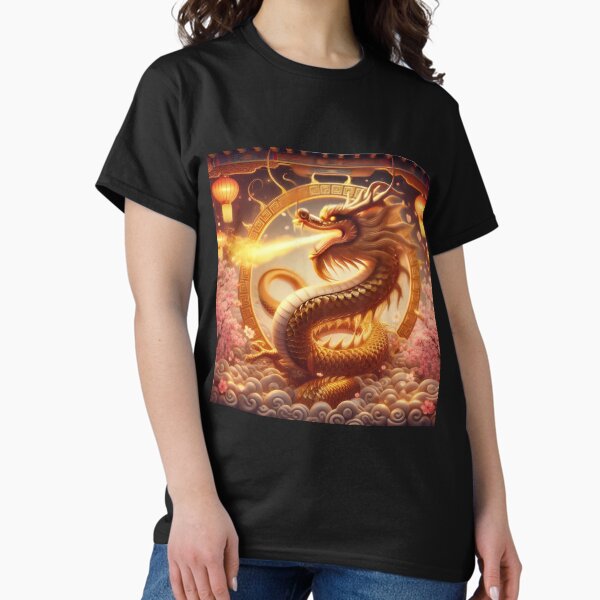 Golden Japanese dragon in spring,Legendary - Adult & Kids T-Shirts, Sweatshirts & Hoodies apparel design preview 1