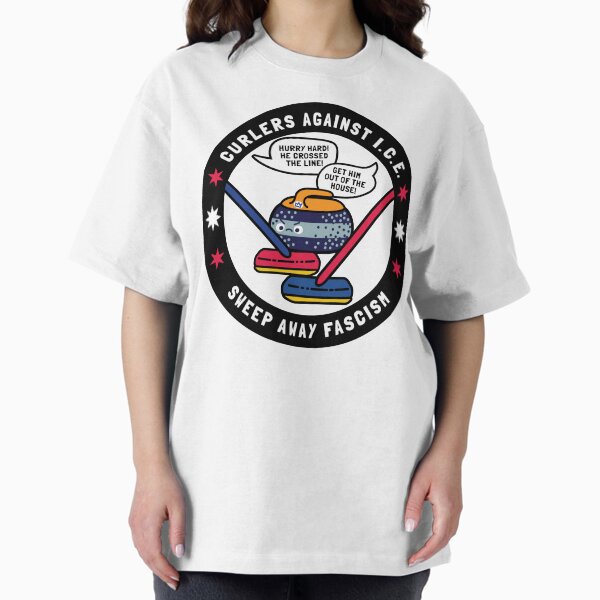 Curlers Against Ice Sweep Away Fascism - Adult & Kids T-Shirts, Sweatshirts & Hoodies apparel design preview 1