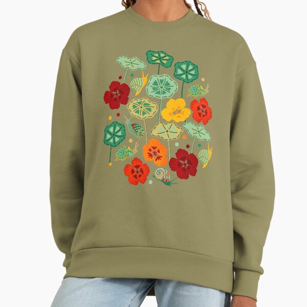 Nasturtiums Snails On Brown - Adult & Kids T-Shirts, Sweatshirts & Hoodies apparel design preview 1