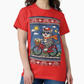 Cat riding a bicycle, funny knitted picture - Adult & Kids T-Shirts, Sweatshirts & Hoodies apparel design preview 1