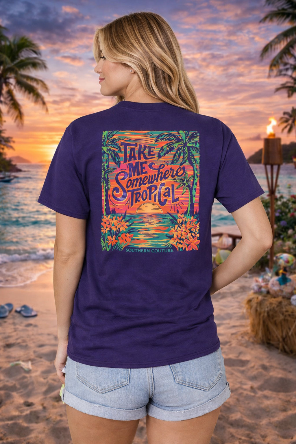 Southern Couture Classic Take Me Somewhere Tropical - Adult & Kids T-Shirts, Sweatshirts & Hoodies apparel design preview 1