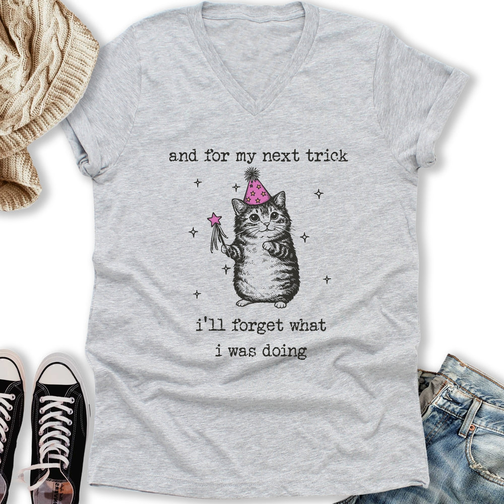 Forgetful Cat V-Neck - Adult & Kids T-Shirts, Sweatshirts & Hoodies apparel design preview 1