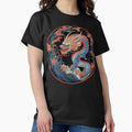 Dragon Chinese Style Blue and Red Waves Flowers - Adult & Kids T-Shirts, Sweatshirts & Hoodies apparel design preview 1