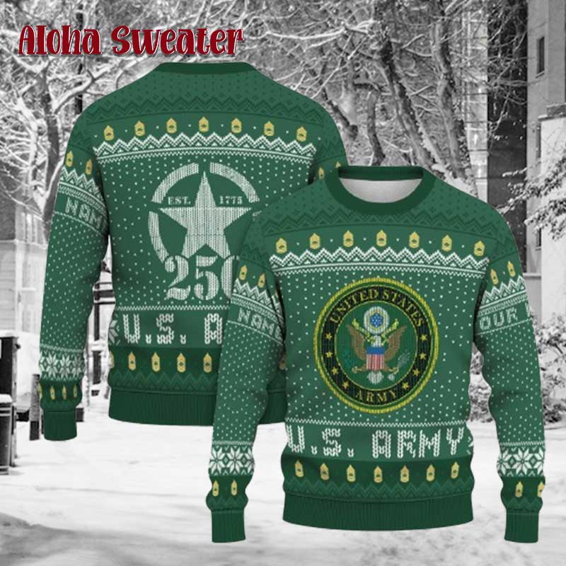 Custom Us Veteran Military Ugly Christmas Sweater product image 2