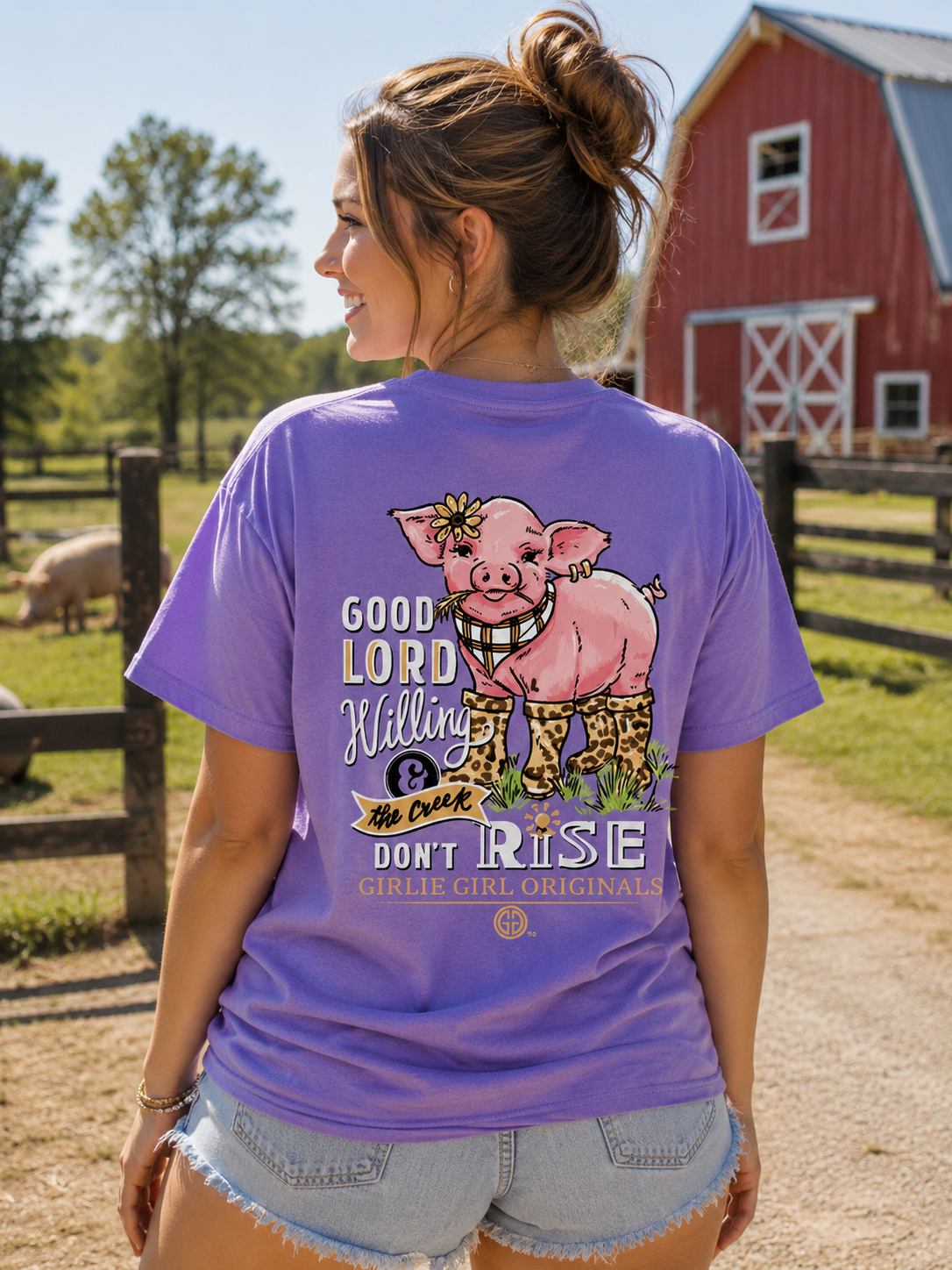 Girlie Girl Originals Good Lord Willing Pig - Adult & Kids T-Shirts, Sweatshirts & Hoodies apparel design preview 1