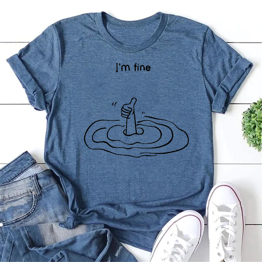 I'm Fine Letter Print Women Slogan - Adult & Kids T-Shirts, Sweatshirts & Hoodies apparel design preview 1