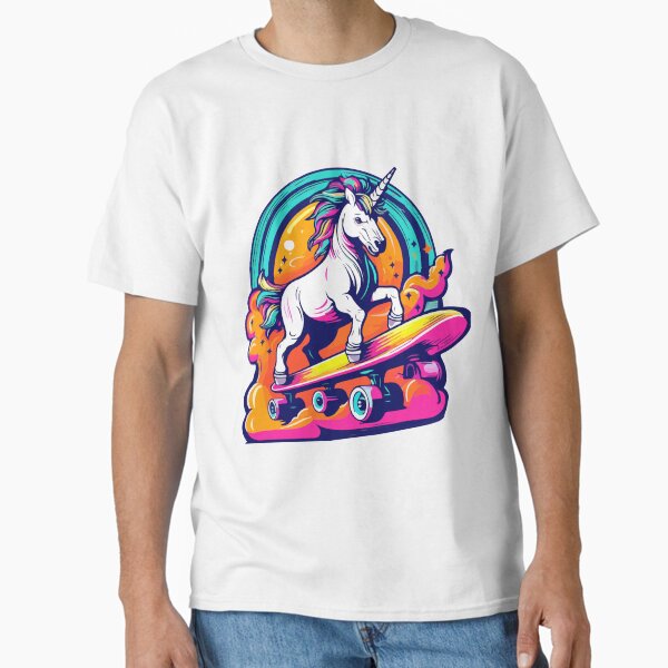 Unicorn skateboarding neon color - Adult & Kids T-Shirts, Sweatshirts & Hoodies apparel design preview 1