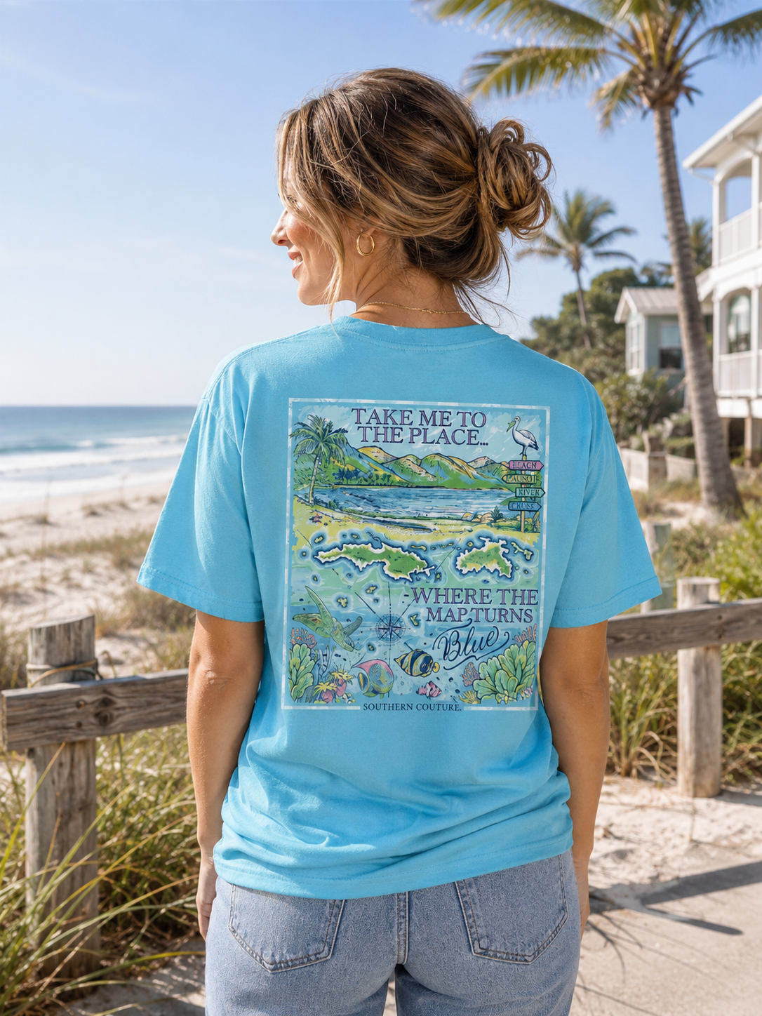 Southern Couture Where The Map Turns Blue Comfort - Adult & Kids T-Shirts, Sweatshirts & Hoodies apparel design preview 1