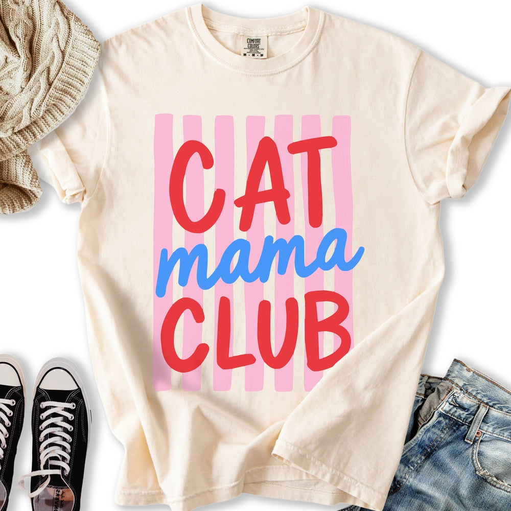 Stripe Cat Mama Club - Adult & Kids T-Shirts, Sweatshirts & Hoodies apparel design preview 1
