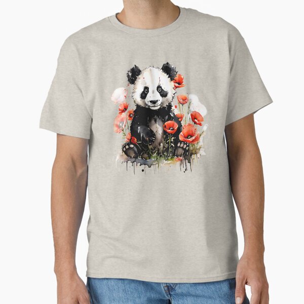 Cute Colorful panda in a field of Wild flowers and - Adult & Kids T-Shirts, Sweatshirts & Hoodies apparel design preview 1