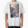 Peaceful Snowy Winter Valley with Mountain Cabin and - Adult & Kids T-Shirts, Sweatshirts & Hoodies apparel design preview 1