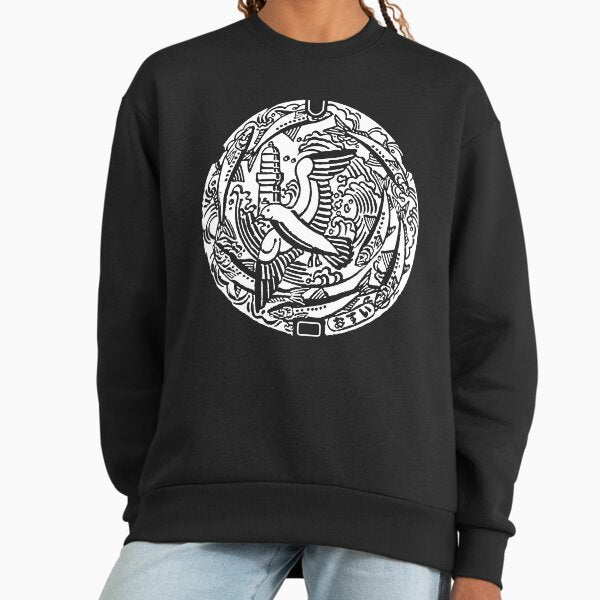 Seagul in turbulent ocean with fish and lighthouse on - Adult & Kids T-Shirts, Sweatshirts & Hoodies apparel design preview 1