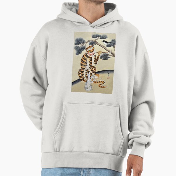Korean Minhwa Tiger with Pipe - Adult & Kids T-Shirts, Sweatshirts & Hoodies apparel design preview 1