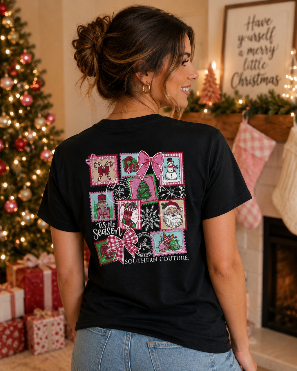 Southern Couture Classic Christmas Stamps Holiday - Adult & Kids T-Shirts, Sweatshirts & Hoodies apparel design preview 1