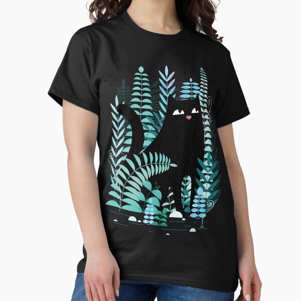 The Ferns (Black Cat on Green) - Adult & Kids T-Shirts, Sweatshirts & Hoodies apparel design preview 1