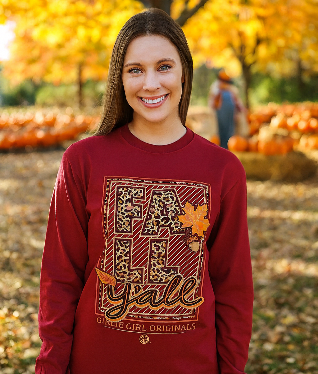 Girlie Girl Originals Fall Yall Leopard - Adult & Kids T-Shirts, Sweatshirts & Hoodies apparel design preview 1